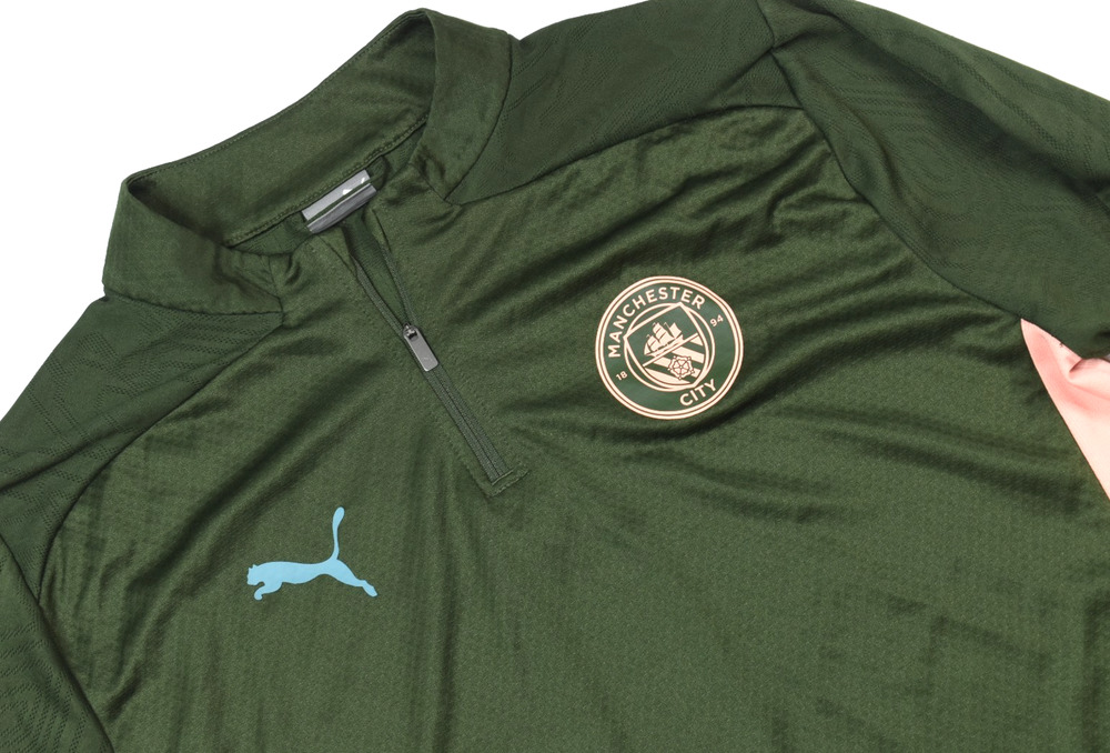 PUMA Manchester City 1/4 Zip Training Top Mens Large Green Long Sleeve 2024-2025